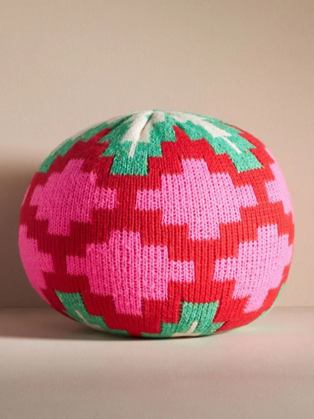 Anthropologie Alpine Knit Sphere Holiday Round Accent Pillow 12